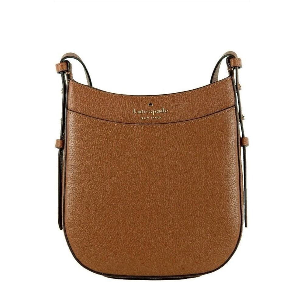 Kate Spade Leila Pebbled Leather Crossbody Purse Warm Ginger Minimalist Classic